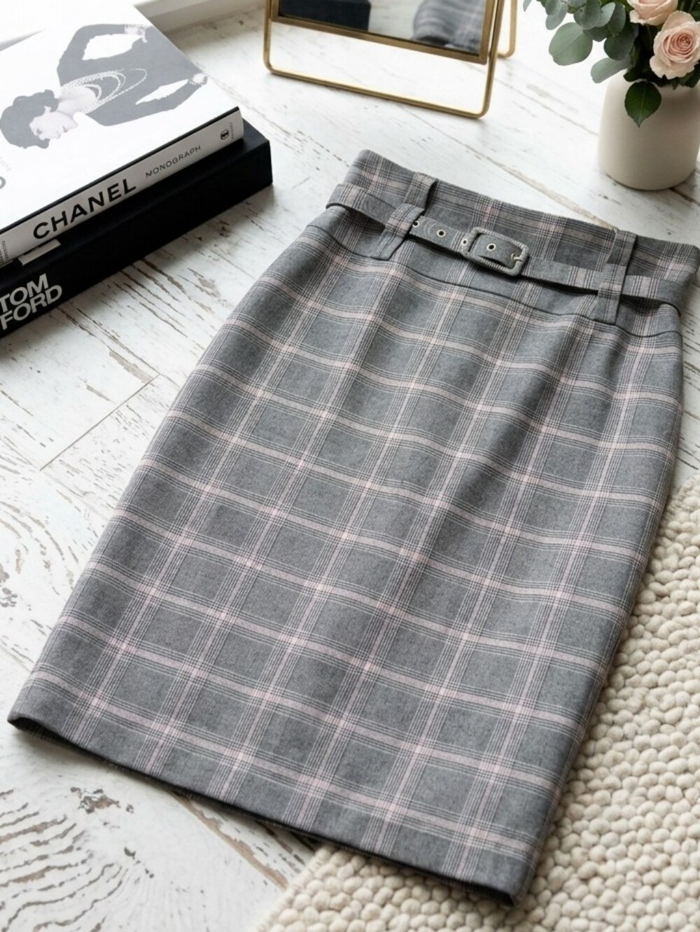 Ricki's Plaid Pencil Skirt in Gray & Pink Size 2